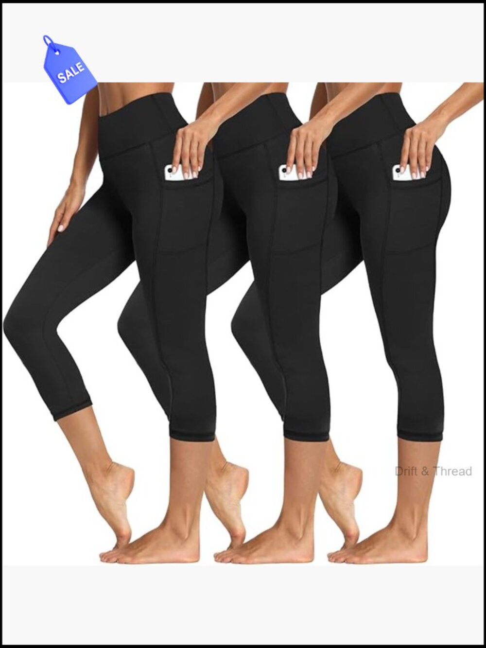 3 Pack High Waisted Leggings with Pockets, Tummy Control Yoga Pants for Women